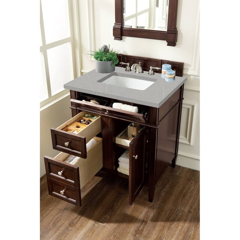 James Martin Vanities Brittany 30" Single Vanity, Burnished Mahogany - 30 x 23.50 x 34