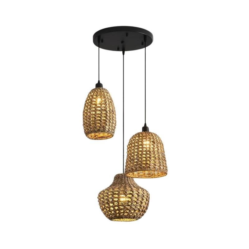 3 Light kitchen light black light fixtures rattan pendant light