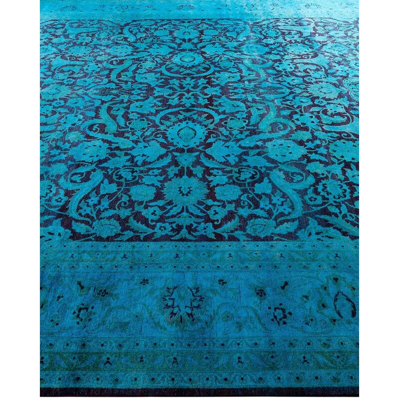 Fine Vibrance One-of-a-Kind Hand-Knotted Area Rug - Blue, 9' 1" x 12' 3" - 9' 1" x 12' 3"