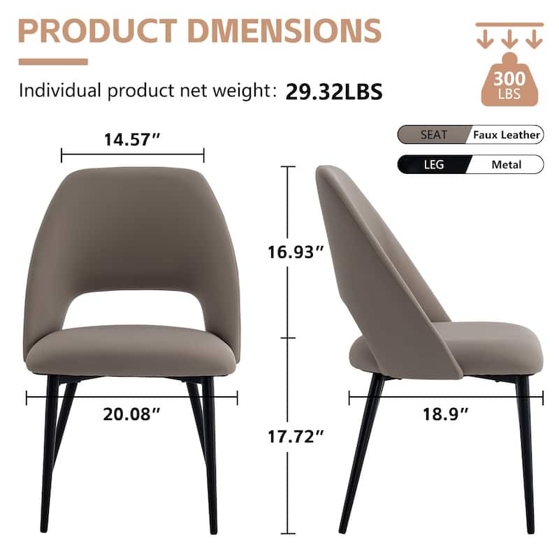 Modern Dining Chairs Set of 2 Armless Chairs 22.83"Wx22.05"Dx34.65" H