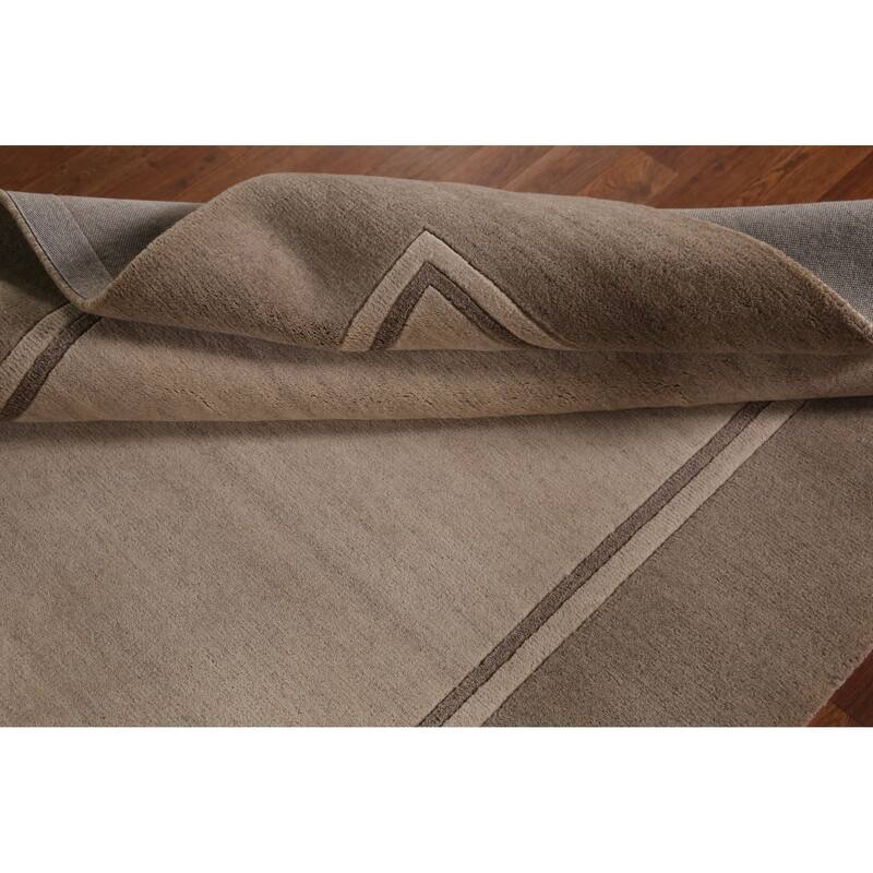 Solid Beige Gabbeh Indian Area Rug Handmade Wool Carpet - 5'3" x 7'7"