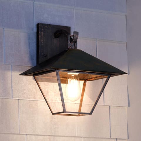Luxury Coastal Outdoor Wall Sconce, 13.25"H x 10.5"W, with Old World Style, Bygone Bronze, by Urban Ambiance