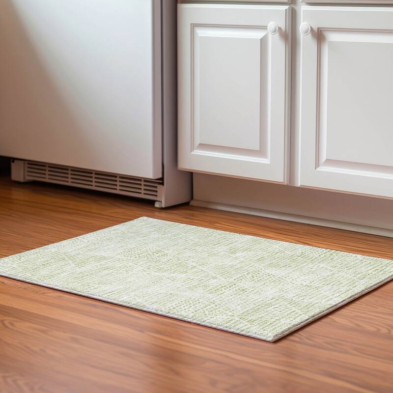 Premium Washable Super Soft Diamond Modern Mayfield Rug - Aloe - 1' 8" x 2' 6" - Rectangle