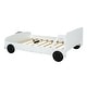 preview thumbnail 6 of 8, Full Size Car-Themed Platform Bed with Rolling Wheels and Side Rails for Safe and Stylish Sleep