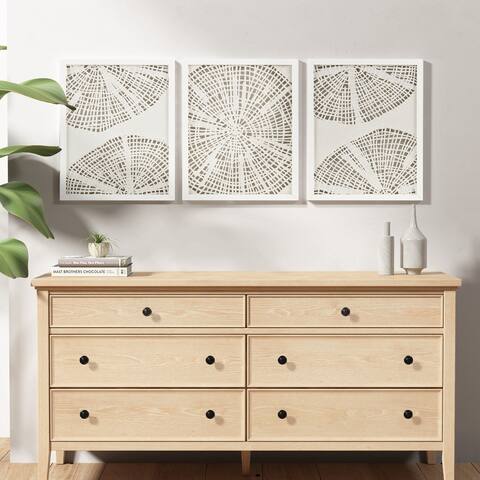 Madison Park Solana Framed Abstract Coastal Rice Paper 3-piece Shadowbox Wall Decor Set