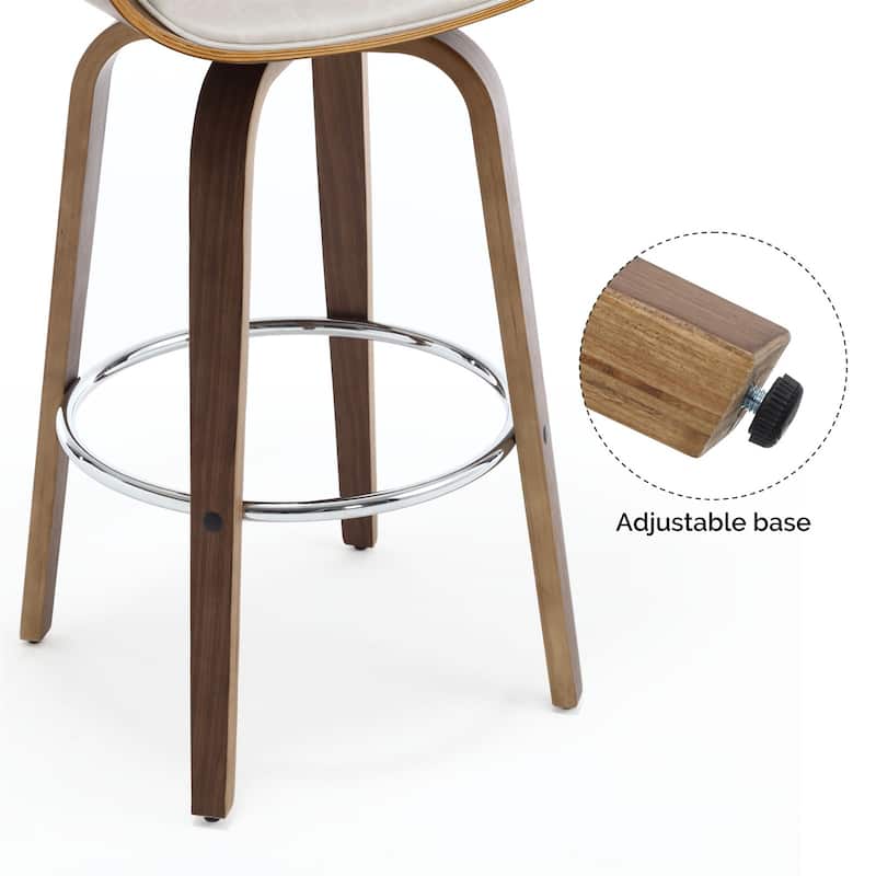 26"/29" Faux Leather Swivel Bar Stools, Wood Counter Stool