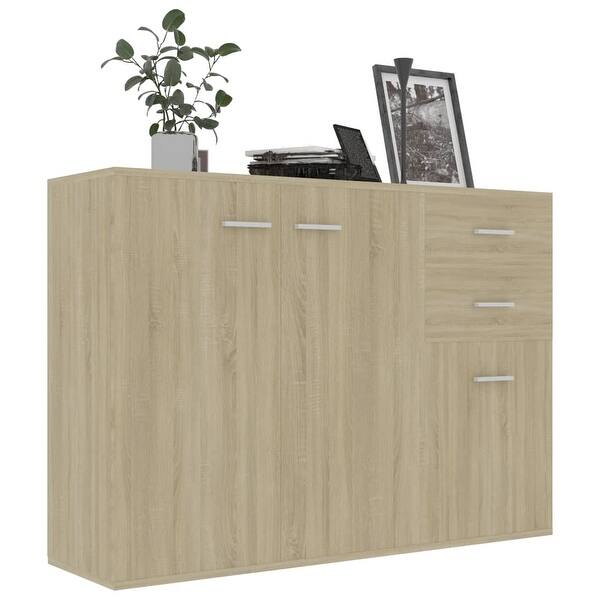 Vidaxl Sideboard Sonoma Oak 41 3 X11 8 X29 5 Chipboard Overstock 31410013 Sonoma eiche nachbildung 2 türen 2 einlegeböden 4 schubkästen maße. overstock com
