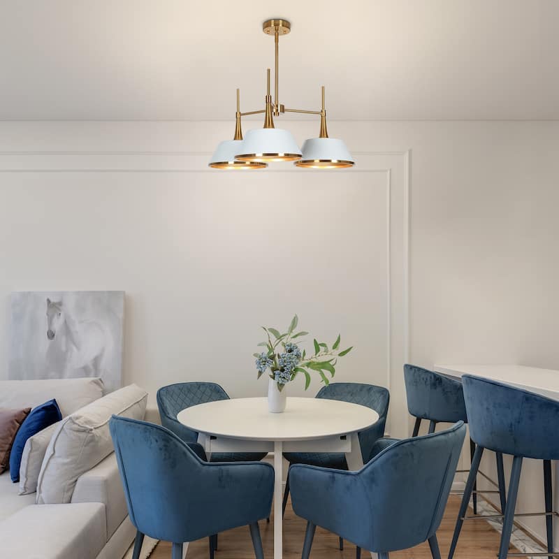 Nisa Modern 3-Light Gold Chandelier Wheel Pendant Lights for Dining Room - D23"*H12"