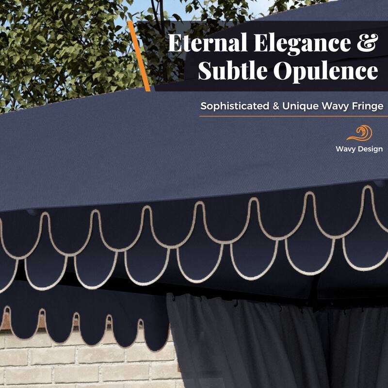 10 x13 ft Patio Gazebo Heavy Duty Metal Frame Canopy Tent with Double Roof & Mosquito Netting