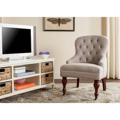 Safavieh Sutton Tufted Beige Petite Arm Chair - 23.6" x 28.7" x 34.6"