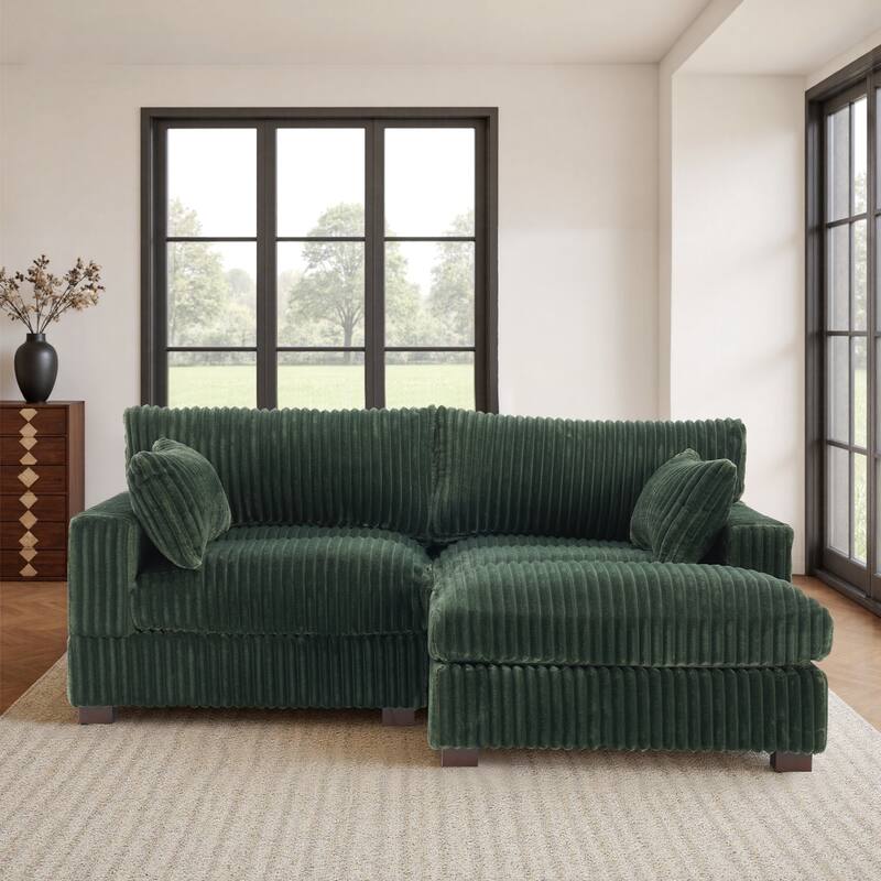 Upholstered Plush Flannel Modular Sectional Sofa with Pillows,Ajustable Headrest