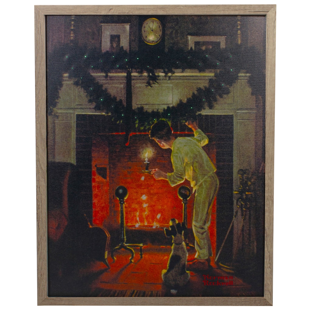 19" Lighted Norman Rockwell 'Is He Coming?' Christmas Wall Art