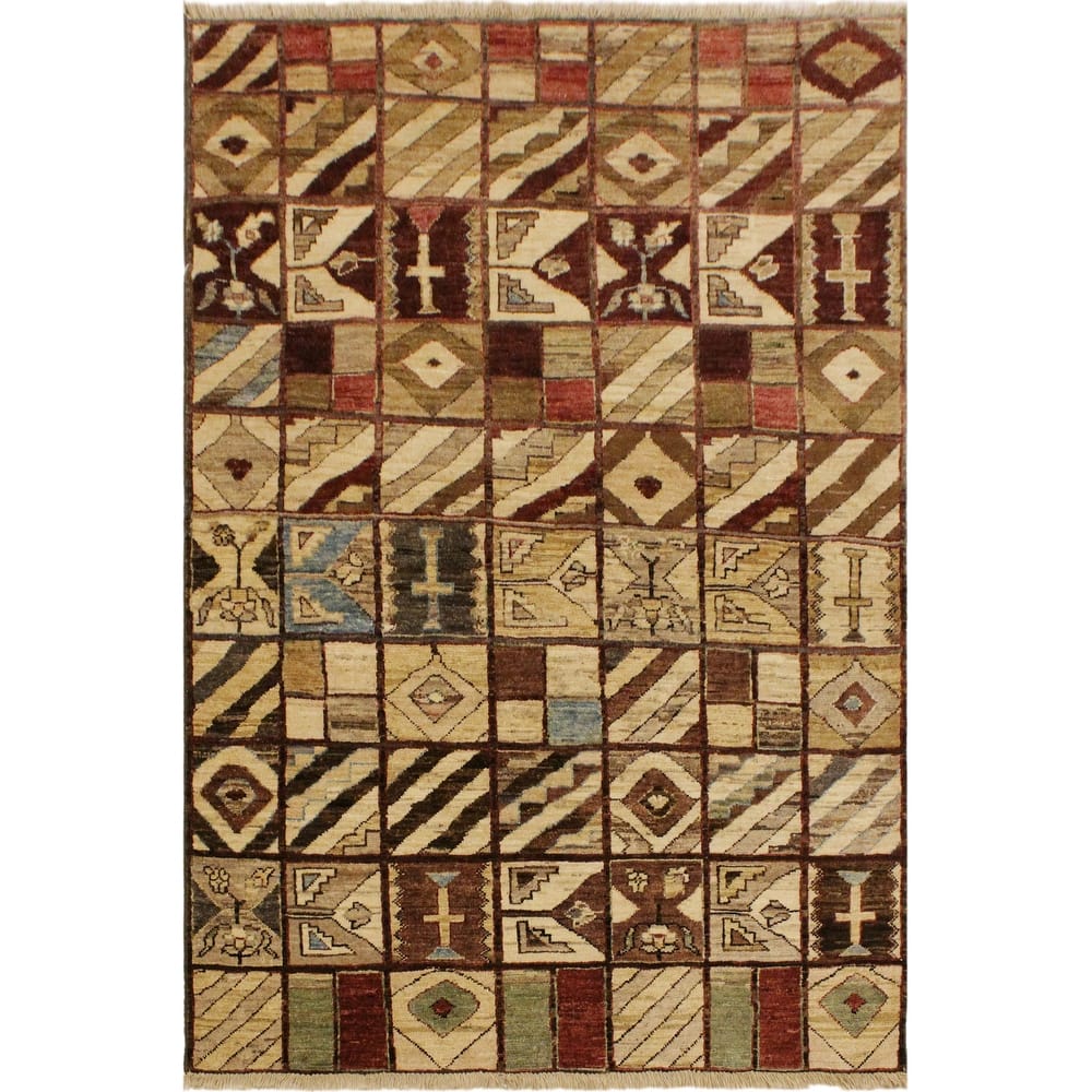 Rustica Mosaic Gabbeh Hand-Knotted Wool Area Rug