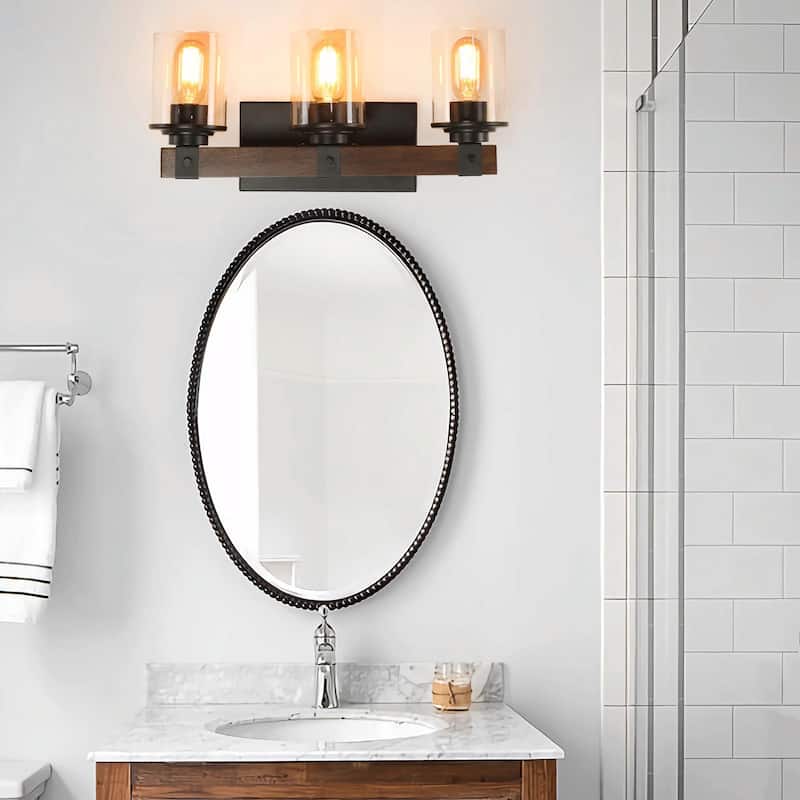 Rustic Farmhouse Bathroom Vanity Light Fixture with 3/4/5/6 Lights