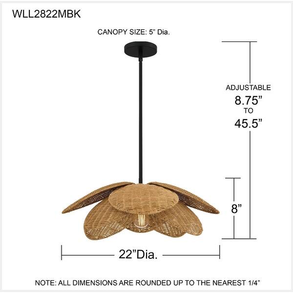 Willa 1-Light Matte Black Pendant