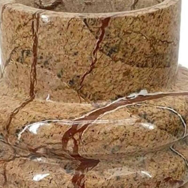 8" Brown Genuine Marble Ridged Table Vase - 4.10
