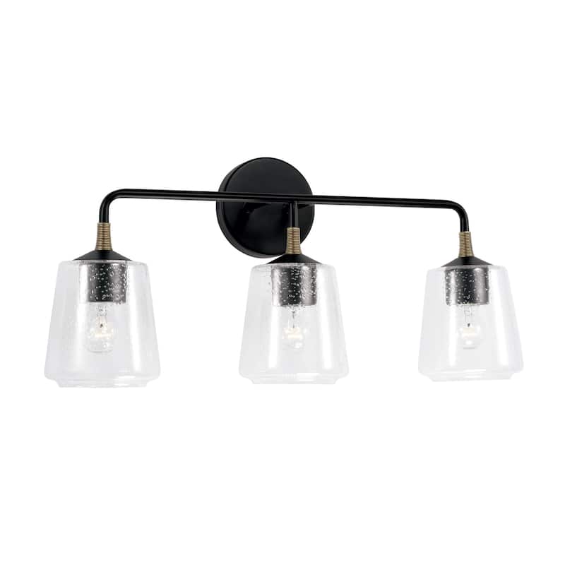 Amara 3-light Matte Black/ Brass Bath/ Vanity Fixture