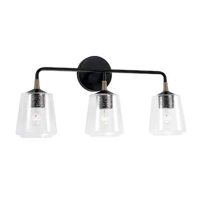 Amara 3-light Matte Black/ Brass Bath/ Vanity Fixture