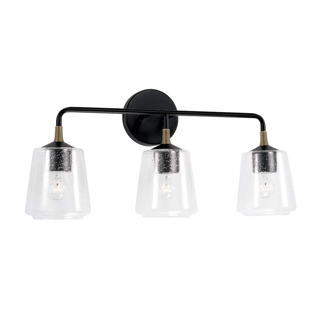 Amara 3-light Matte Black/ Brass Bath/ Vanity Fixture