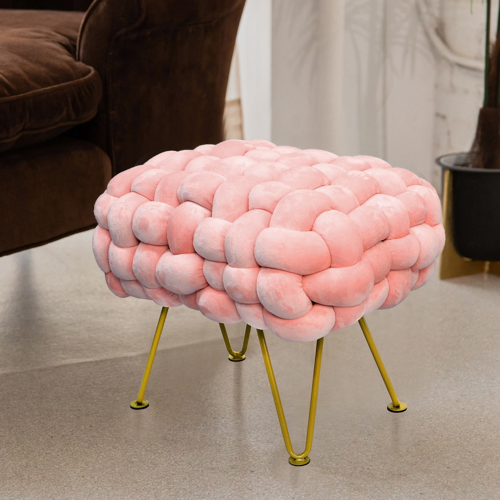 Pink pouf stool discount