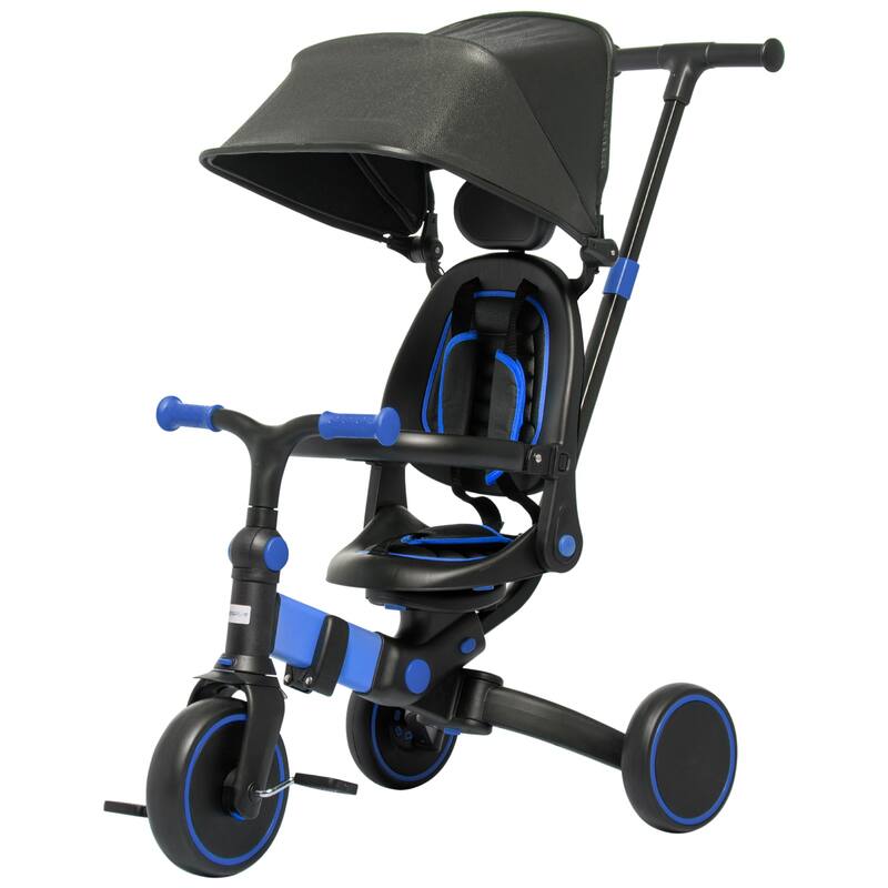 3-in-1 Toddler Tricycle with Adjustable Handle, Removable Canopy, Balance Bike for 18-48 Months