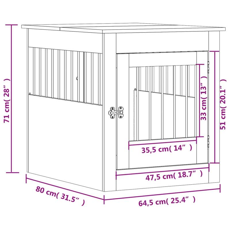 vidaXL Dog Crate with Door Doghouse Puppy Kennel Peg Cage Engineered Wood