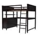 preview thumbnail 4 of 7, Espresso Full Wooden Loft Bed with Drawers, Desk, Shelves, Guardrails, Reversible Ladder