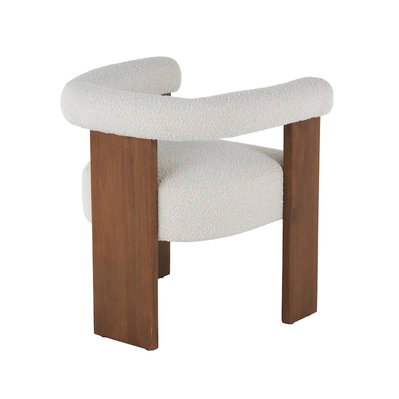 Polyester Curved Back Mid Century Modern Round Boucle Living Room Accent Chair - Cream or White - Roche River Decor