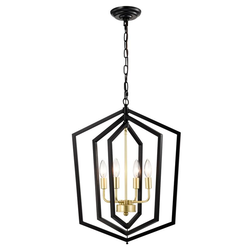 4-Light Farmhouse Kitchen Chandeliers, Rustic Cage Light Fixture Adjustable Height Chandeliers for Dining Room Hallway