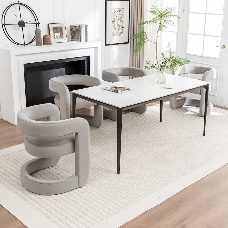 SEYNAR Modern Velvet E-Shaped Open Back Dining chair Set of 4