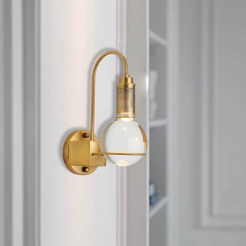 1-Light W4.7'' Antique Brass Arched Arm Wall Sconce