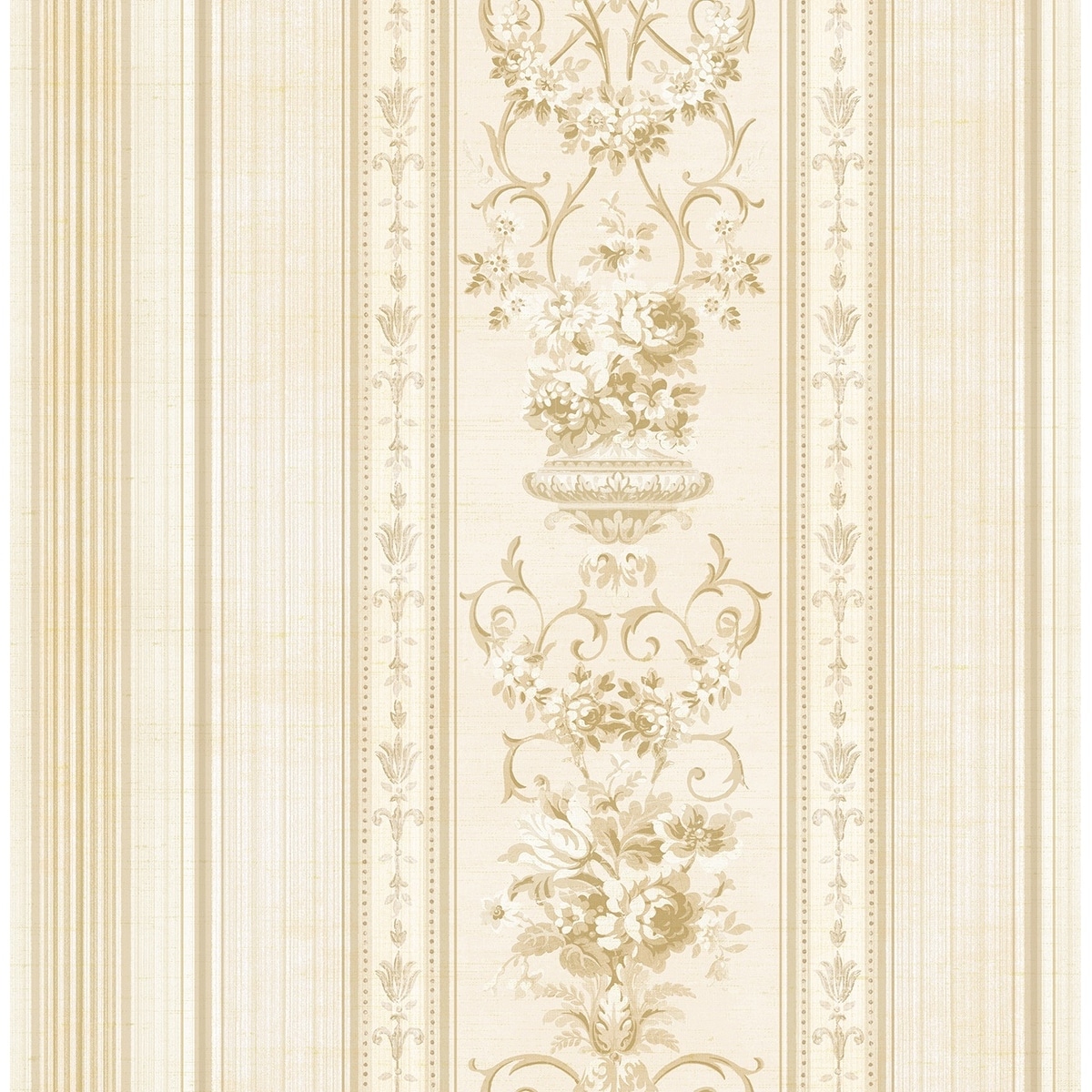 Seabrook Designs Fiona Floral Stripe Unpasted Wallpaper - 20.5 in W x 33 ft. L