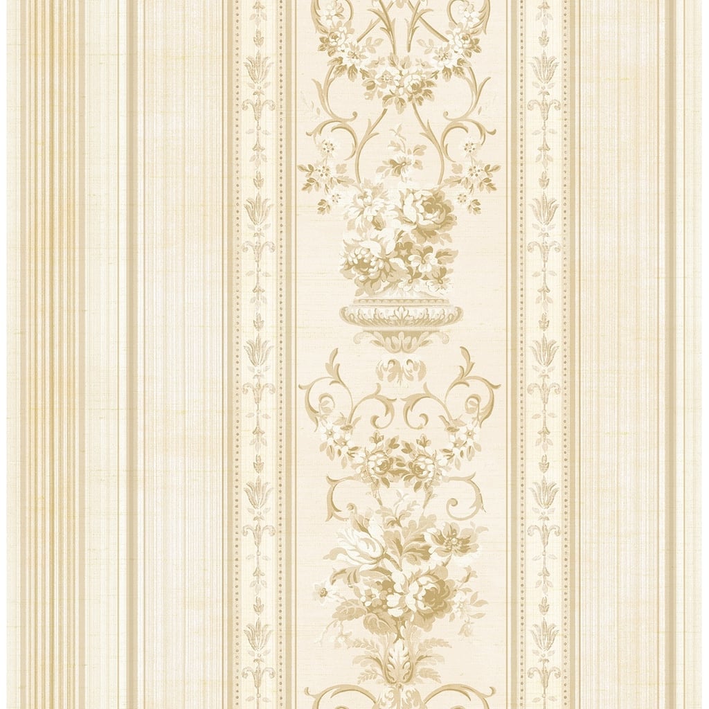 Seabrook Designs Fiona Floral Stripe Unpasted Wallpaper - 20.5 in W x 33 ft. L