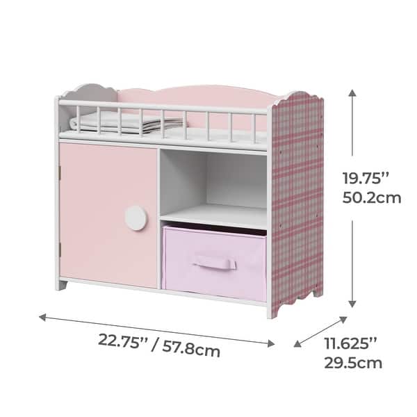 Olivia's Little World Wooden Baby Doll Crib & Cabinet - Pink