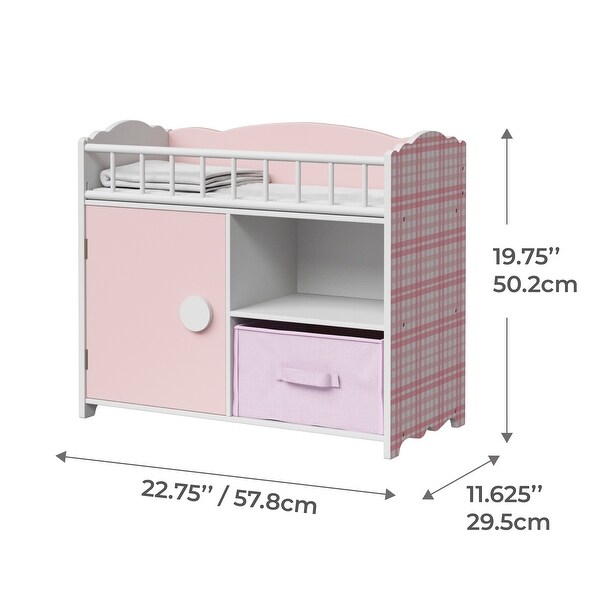 Olivia's Little World Wooden Baby Doll Crib & Cabinet - Pink - Bed