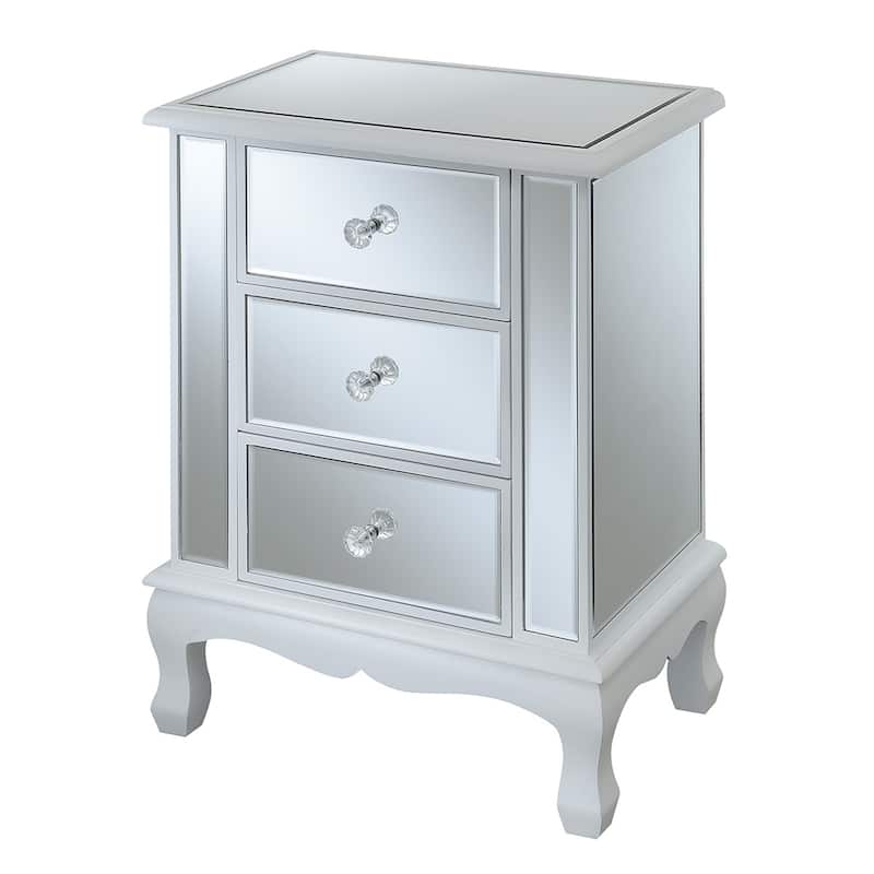 Convenience Concepts Gold Coast Vineyard Mirrored 3 Drawer End Table