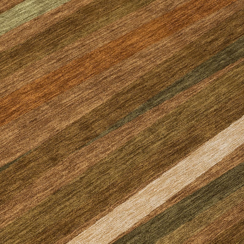 Machine Washable Indoor/ Outdoor Modern Stripes Chantille Rug