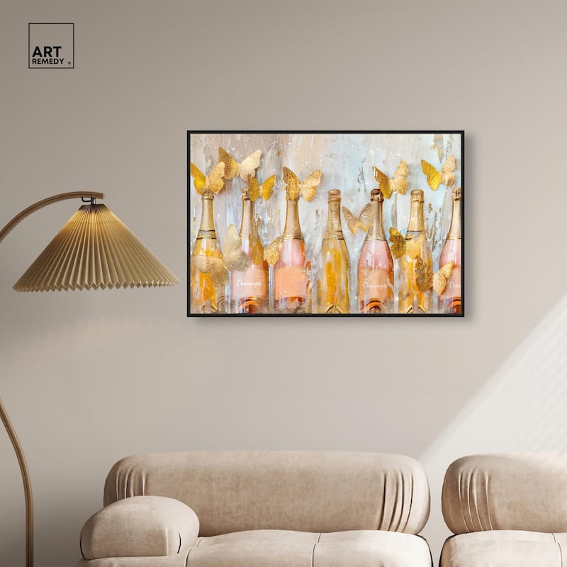 Golden Bright Campagne Line Canvas by Art Remedy