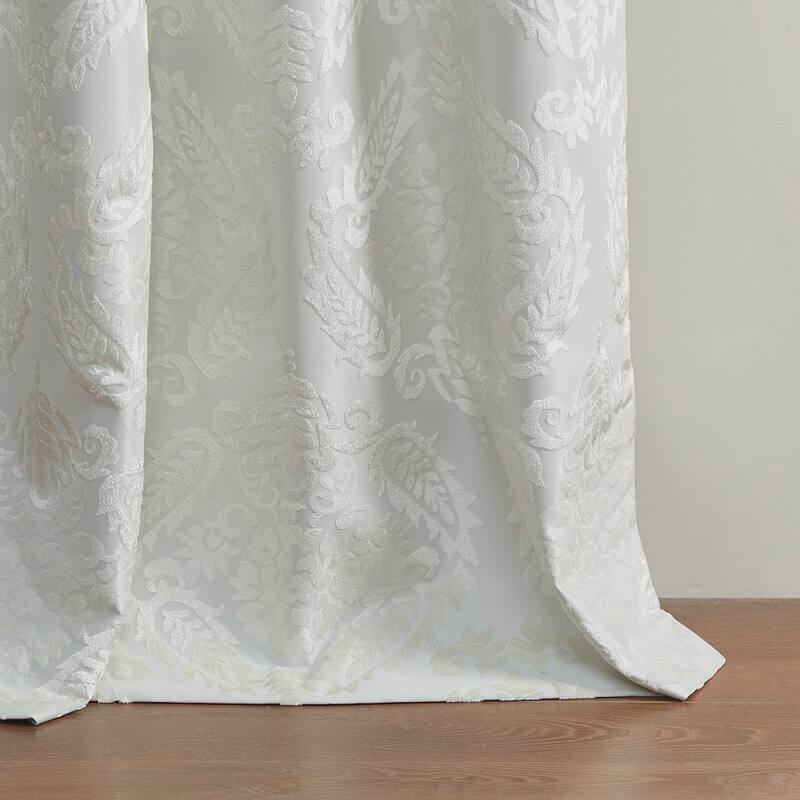 Knitted Jacquard Paisley Total Blackout Grommet Top Curtain Panel(Only 1 Pc Panel)