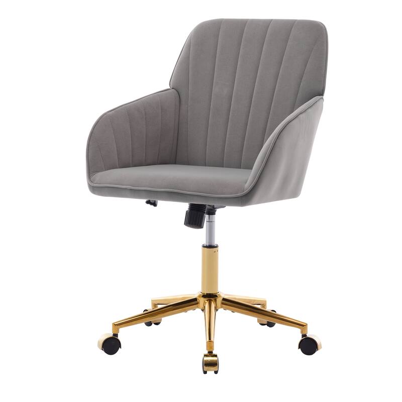 Ergonomic Adjustable Office Chair with Golden Base, Velvet Cushion, Backrest Support, Comfortable for Long Sitting