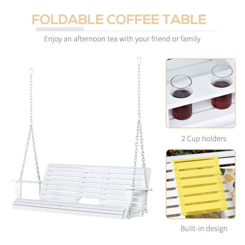 Outsunny 3-Seater Wooden Porch Swing (Excluding the table)