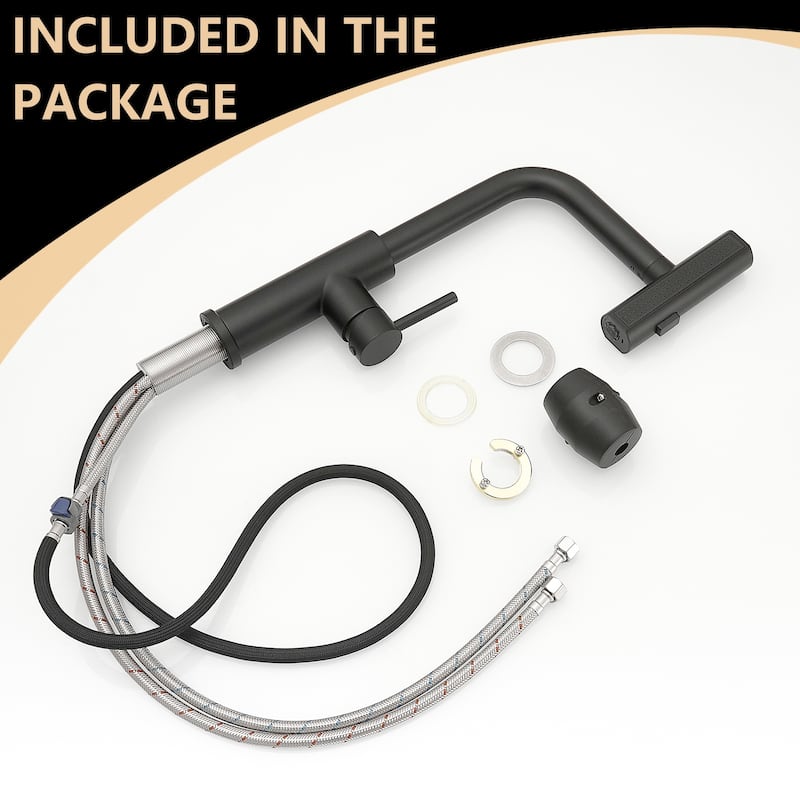 Matte Black Stainless Steel Pull-out Single Handle Wide Spray Kitchen Faucet