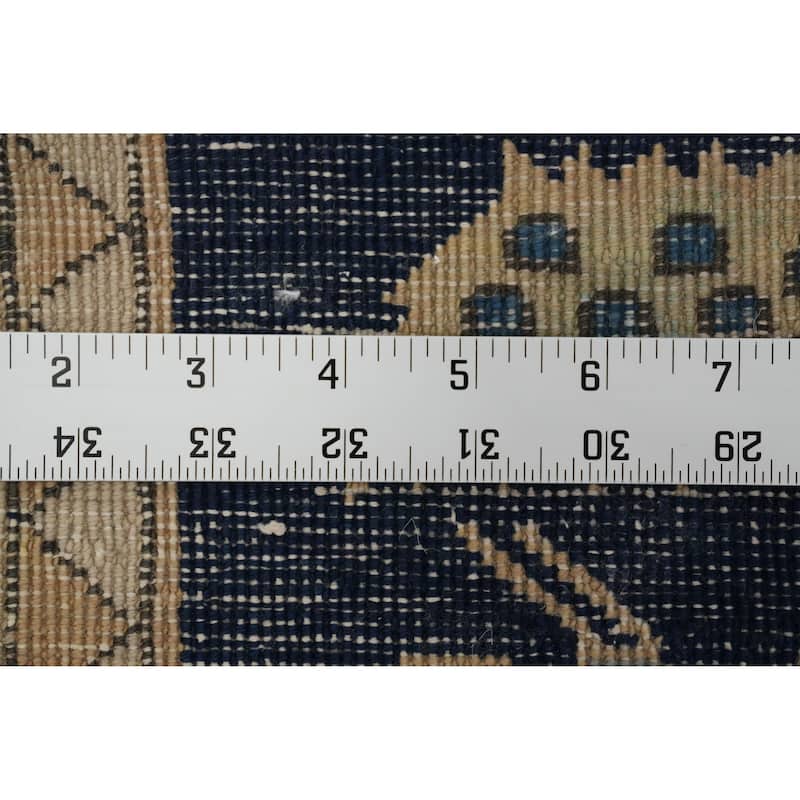 Hand Knotted Oriental 100% Wool Carpet Traditional Tribal Navy Blue & Blues Meshkin Area Rug - 8' 5'' X 3' 7''