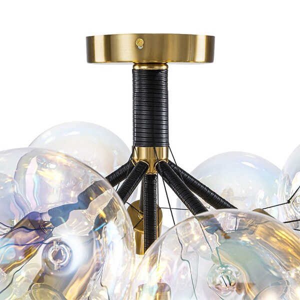 Bubble stays strong 照明 Modern Pearlescent Bubble Glass Semi Flush Mount Light 24.8 in
