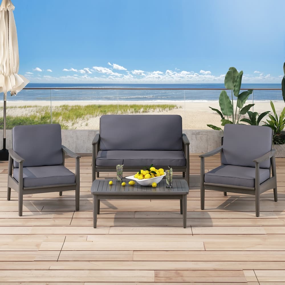 Christopher Knight Home - Willowbrook Outdoor Acacia Wood 4-Seater Chat Set