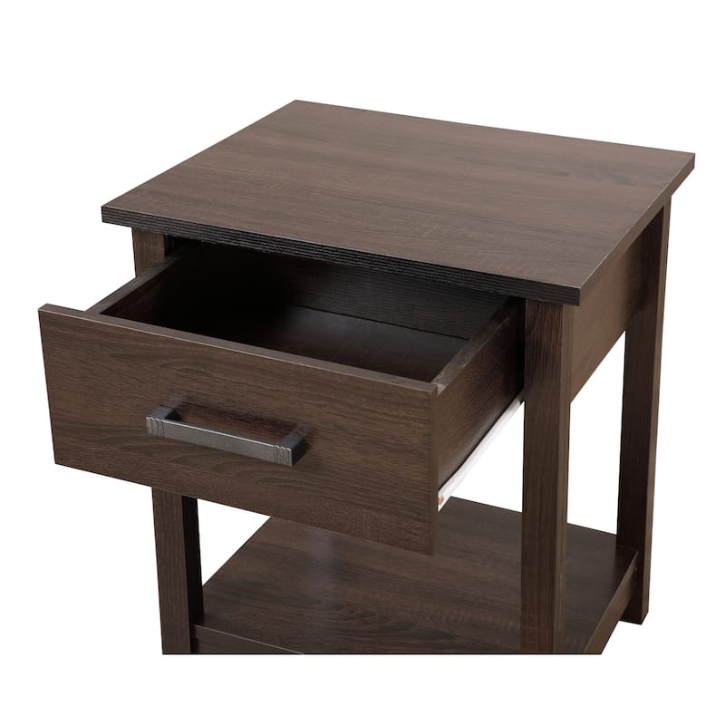 Wenge Nightstand 24x20x19 Sleek Compact Bedside Table with Rich Modern Finish, Durable Build and Stylish Bedroom Storage