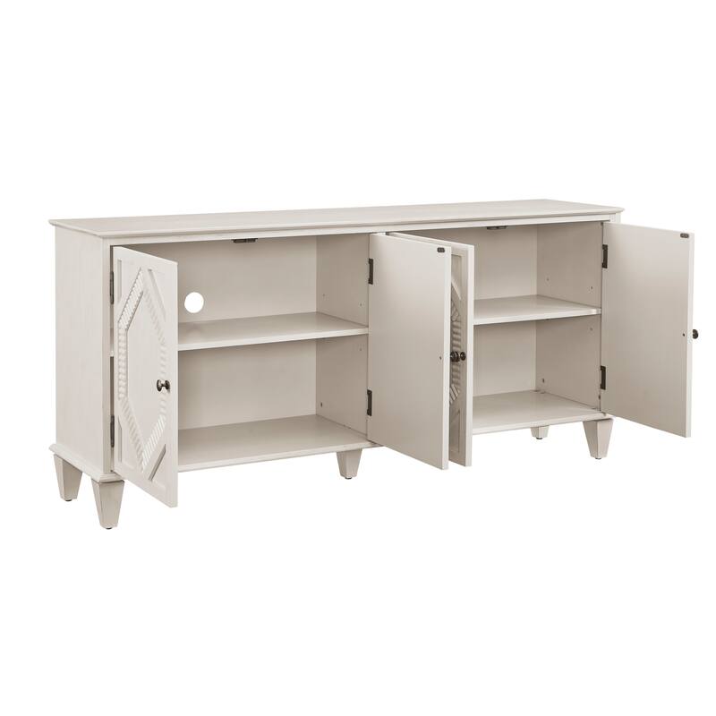 Roomfitters Sideboard Buffet Cabinet, Symmetrical Geometric Walnut Console Table, Large Storage for Living Room