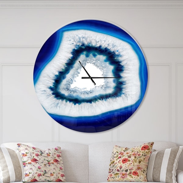 slide 2 of 9, Designart 'Slice of blue agate crystal' Oversized Modern Wall CLock 36 in. wide x 36 in. high