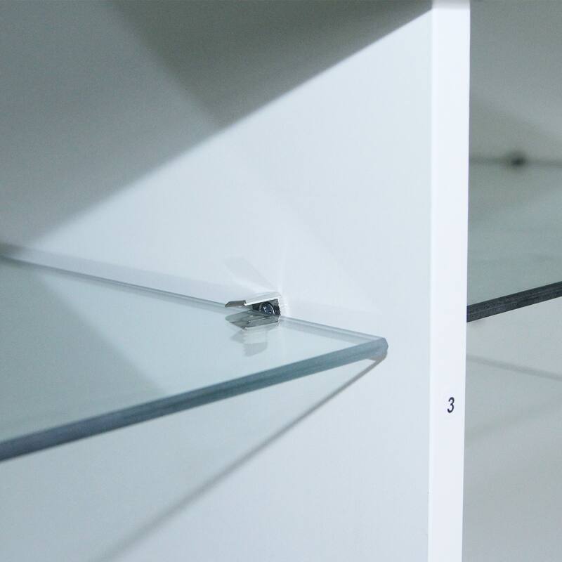 White 57" Modern TV Stand with LED, Shelves & Cabinets for 32-60" TVs