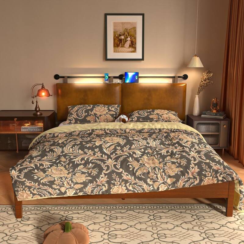 Wayna Headboard with USB and Light, Wall Mounted Headboard